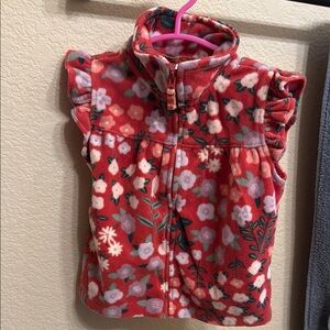 Carter's Floral Fleece Vest - Red and Pink